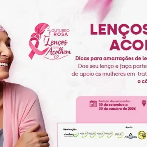 Lenços que Acolhem: SindsegSC orienta sobre como usar o lenço durante o tratamento contra o câncer de mama Notícias,SindsegSC,câncer de mama