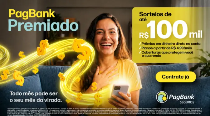 PagBank lança produto que combina proteção financeira e sorteios mensais de até R$ 100 mil Seguros Gerais,180° Seguros,Claudio Limão,Corretor de Seguros,Mercado de Seguros,PagBank,PagBank Cartão Protegido,PagBank Premiado,seguradora,Seguros,sorteio,tecnologia